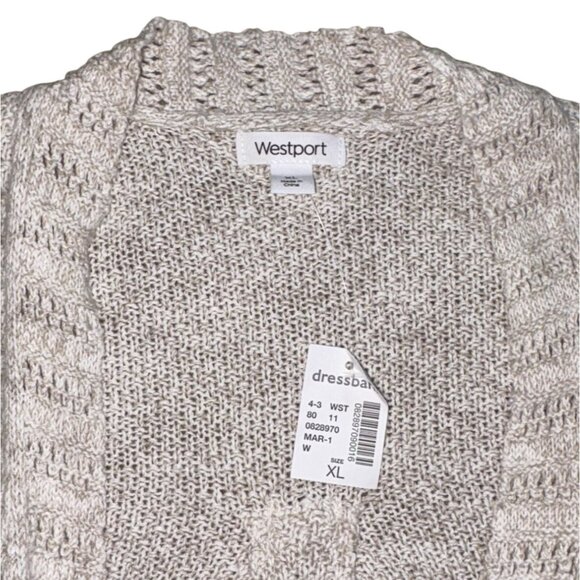 Westport Womens Cuffed Sleeve Open Front Cardigan-Oatmeal-XL-NWT - Picture 4 of 8